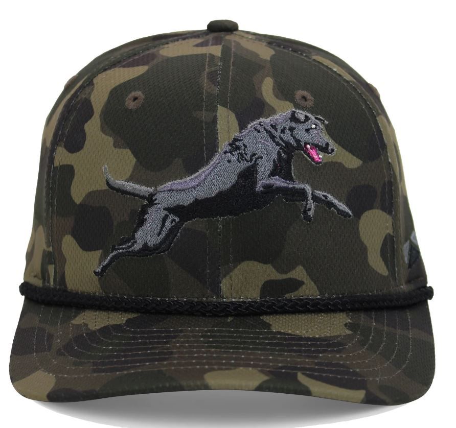 Paramount Outdoors, Black Lab Performance Rope Cap on Dark Old School Camo (PAO2437-DXX-OSFM)