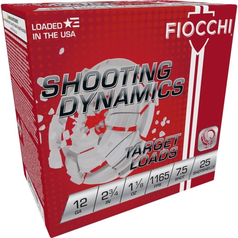 Fiocchi Shooting Dynamics Light Clay Target Loads 12SD18L75, 12 Gauge, 2-3/4", 1-1/8 oz, 1165 fps, #7.5 Lead Shot , 25 Rds/Bx