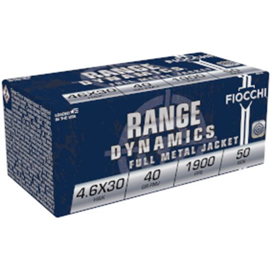 Fiocchi Shooting Dynamics Rifle Ammunition 46EXA, 4.6X30 H&K, Full Metal Jacket (FMJ), 40 GR, 1900 fps, 50 Rd/bx