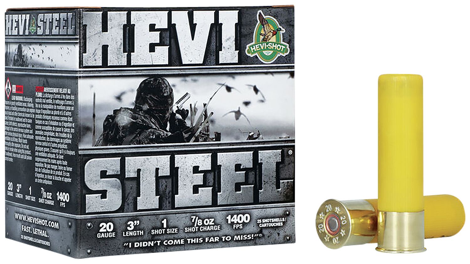 Hevishot Hevi-Steel Shotshells 62001, 20 Gauge, 3", 7/8 oz, #1 Steel Shot, 25 Rds/Bx