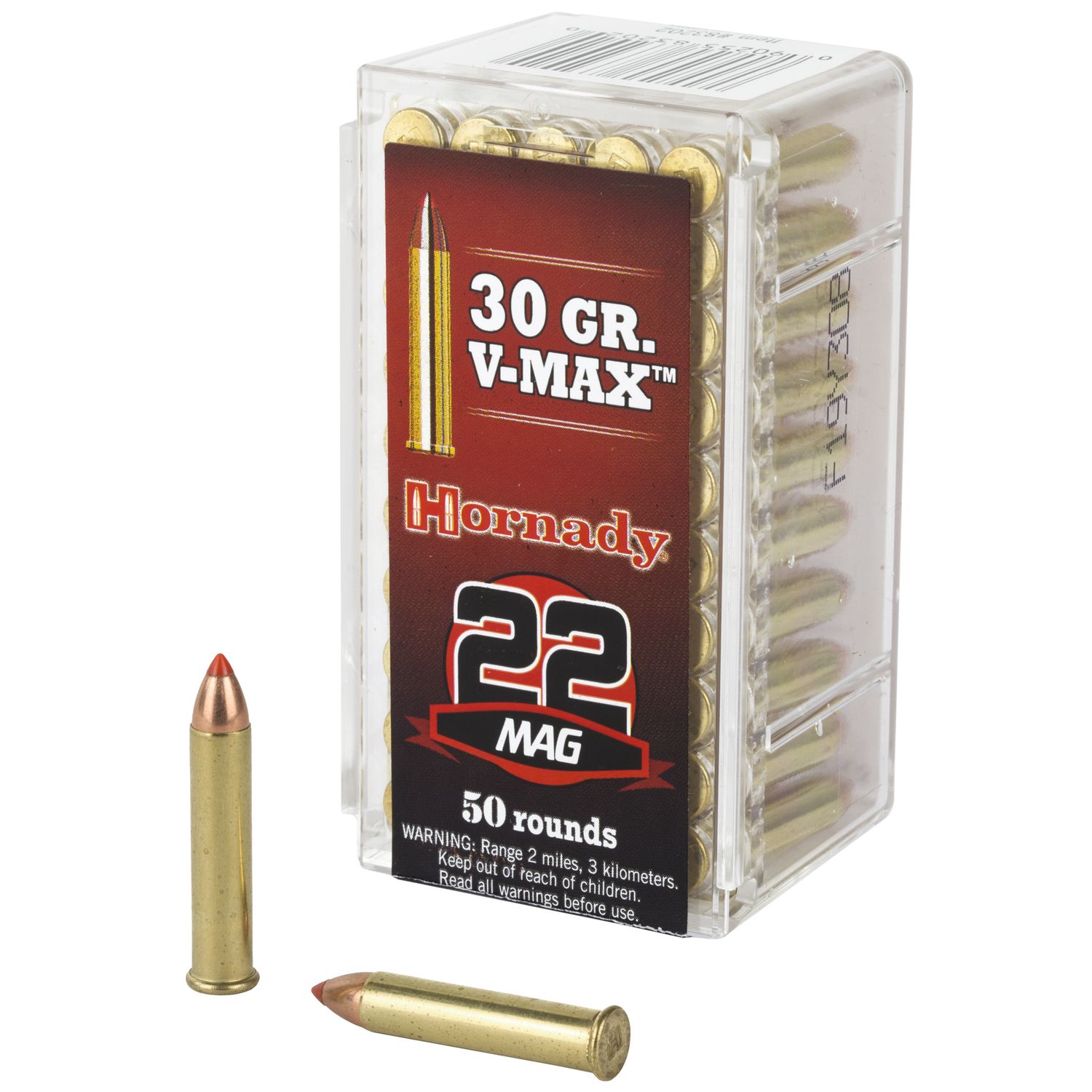 Hornady Varmint Express Rimfire Ammunition 83202, 22 Magnum (WMR), V-Max, 30 GR, 2200 fps, 50 Rd/bx