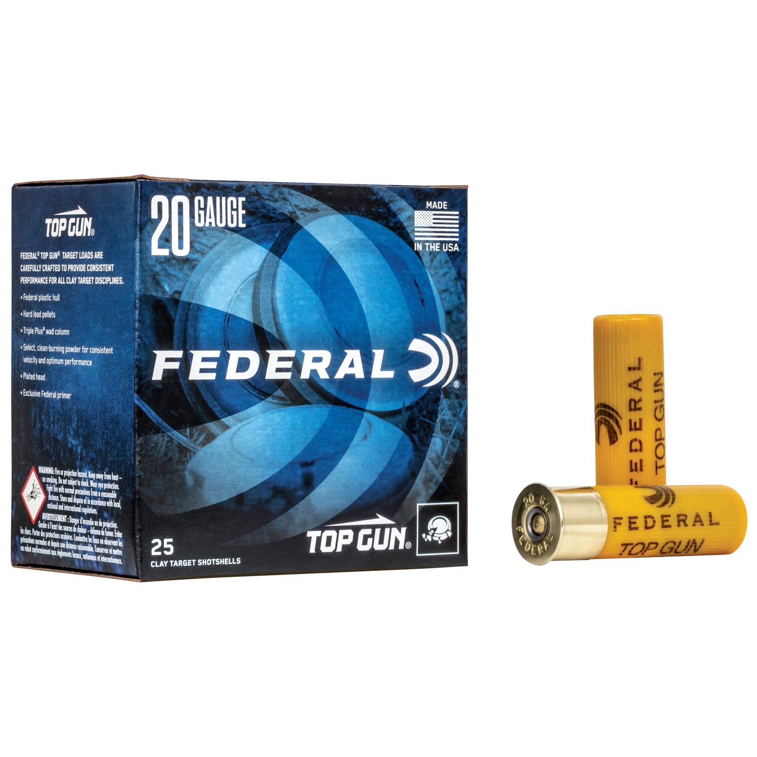 Federal Premium Top Gun Target Shotshells TG208, 20 Gauge, 2-3/4", 7/8 oz, 1210 fps, #8 Lead Shot, 25 Rds/Bx