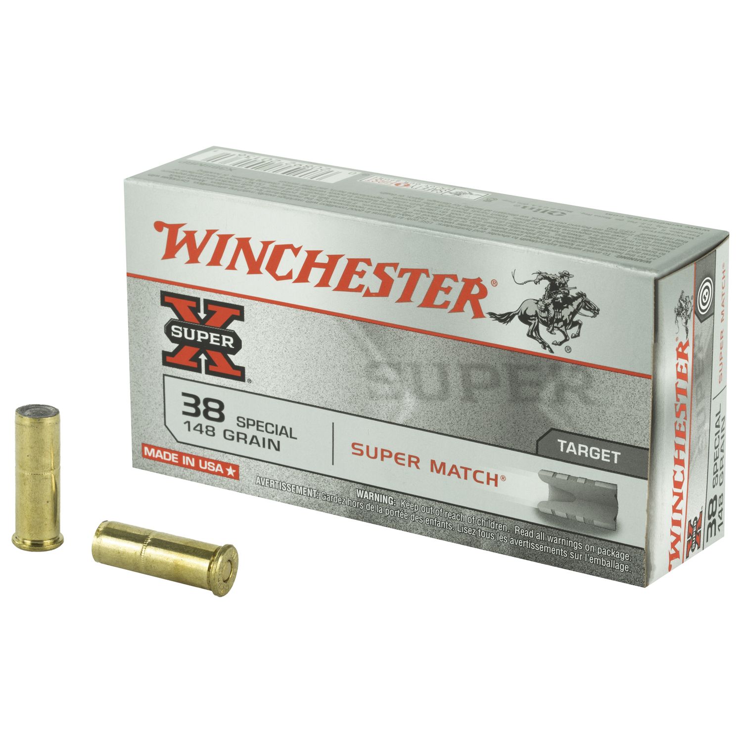 Winchester Super-X Pistol Ammunition X38SMRP, 38 Special, Lead Wadcutter, 148 GR, 710 fps, 50 Rd/bx