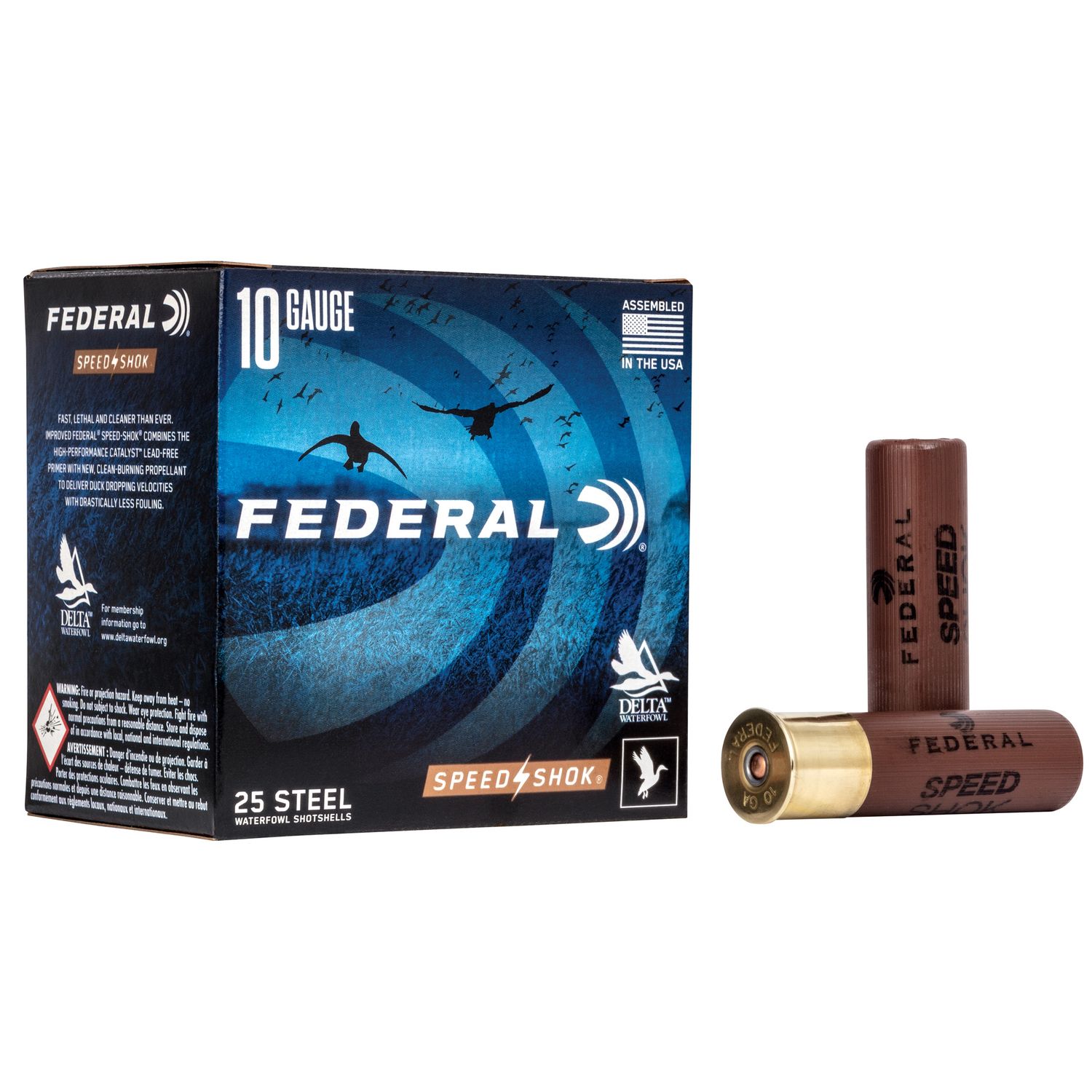 Federal Speed Shok Shotshells WF1072, 10 Gauge, 3-1/2", 1-1/2 oz, 1450 fps, #2 Steel Shot, 25 Rds/Bx