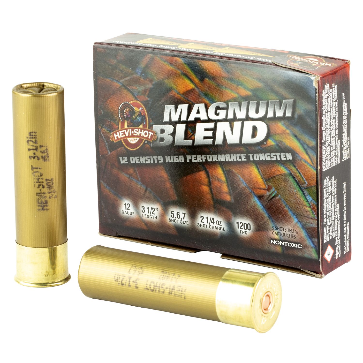 Hevishot Magnum Blend Turkey Shotshells 41205, 12 Gauge, 3-1/2 in, 2-1/4 oz, 1200 fps, Hevi-13 Magnum Blend, 5 Rd/bx