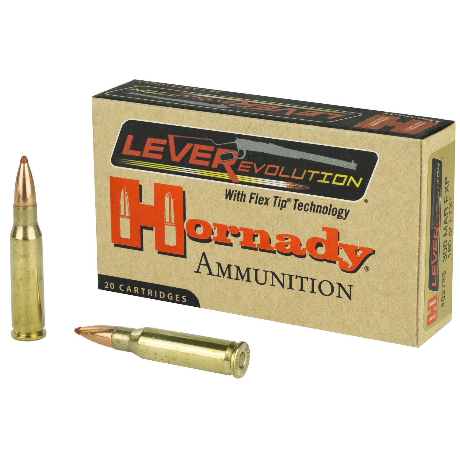 Hornady LeveRevolution Rifle Ammunition 82733, 308 Marlin Express, LeveRevolution, 160 GR, 2660 fps, 20 Rd/bx