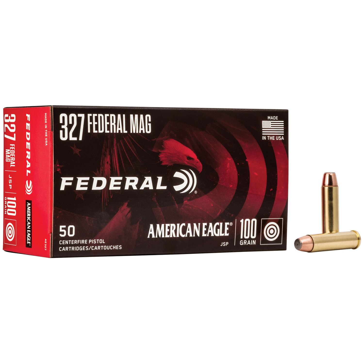 Federal American Eagle Ammunition AE327, 327 Federal Mag, Soft Point (SP), 100 GR, 1400 fps, 50 Rd/bx