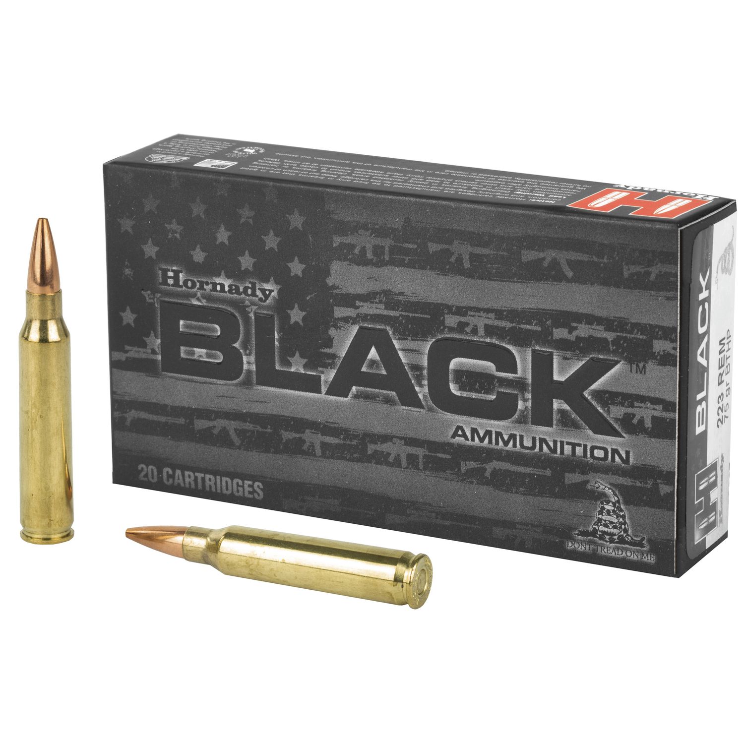 Hornady Black Rifle Ammunition 80267, 223 Remington, BTHP, 75 GR, 2790 fps, 20 Rd/bx