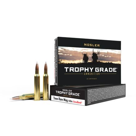 Nosler Trophy Grade Rifle Ammunition 60033, 7mm Rem Mag, AccuBond, 140 gr, 3200 fps, 20 Rd/Bx