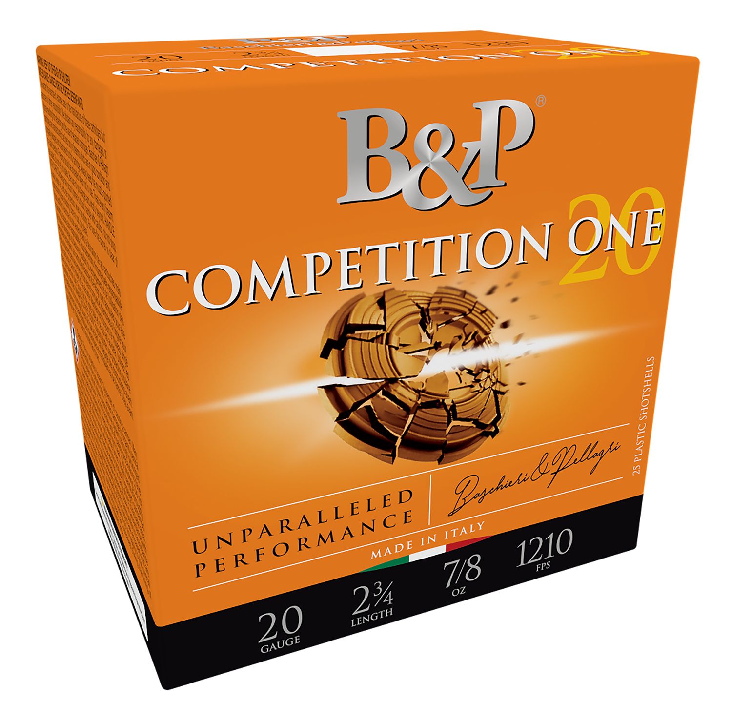 Baschieri & Pellagri Competition One Target Loads CA1T01CON201, 20 Gauge, 2-3/4", 7/8oz, 1210 fps, #8 Shot, 25 Rd/Bx