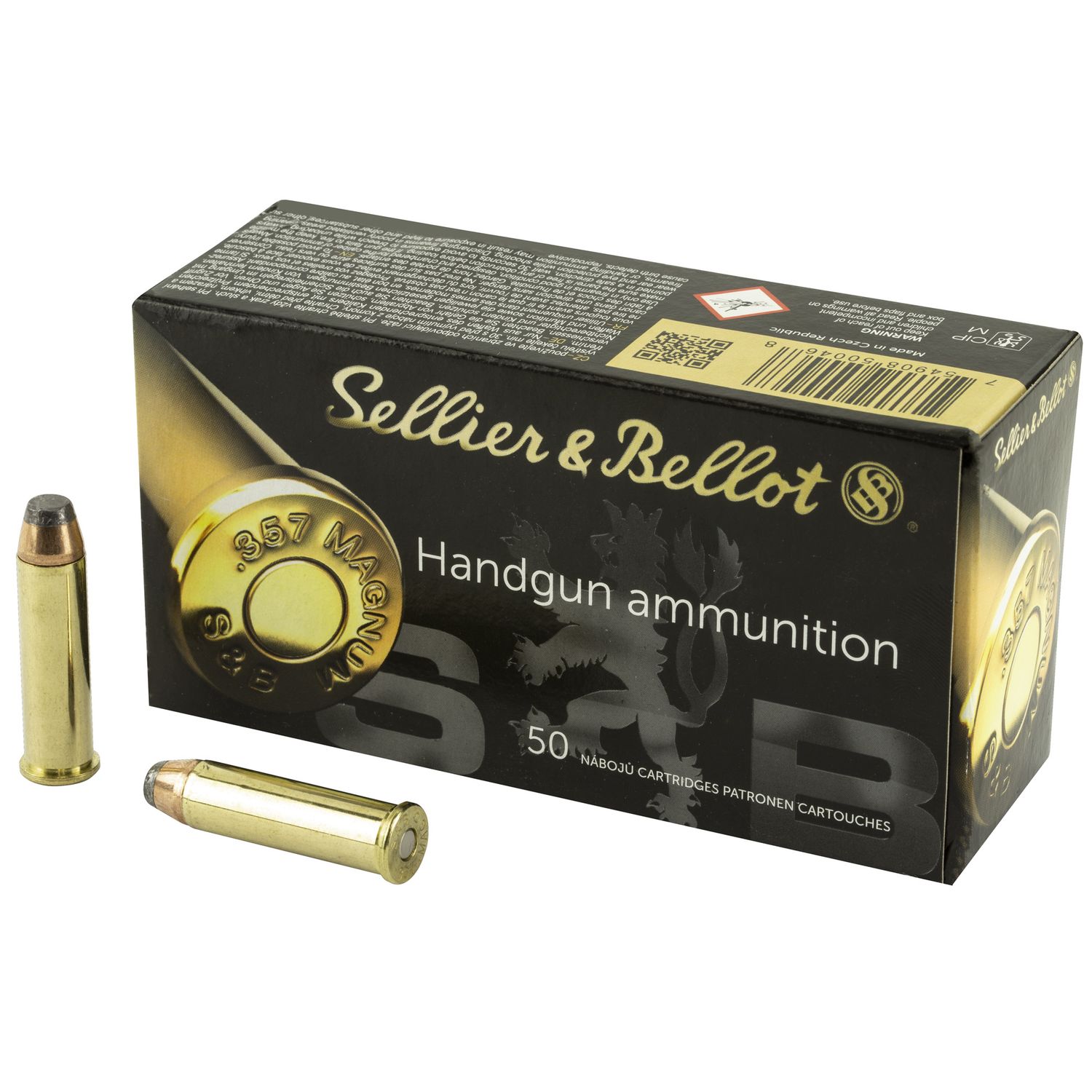 Sellier & Bellot Pistol Ammuntion SB357B, 357 Magnum, Soft Point (SP), 158 GR, 1235 fps, 50 Rd/bx