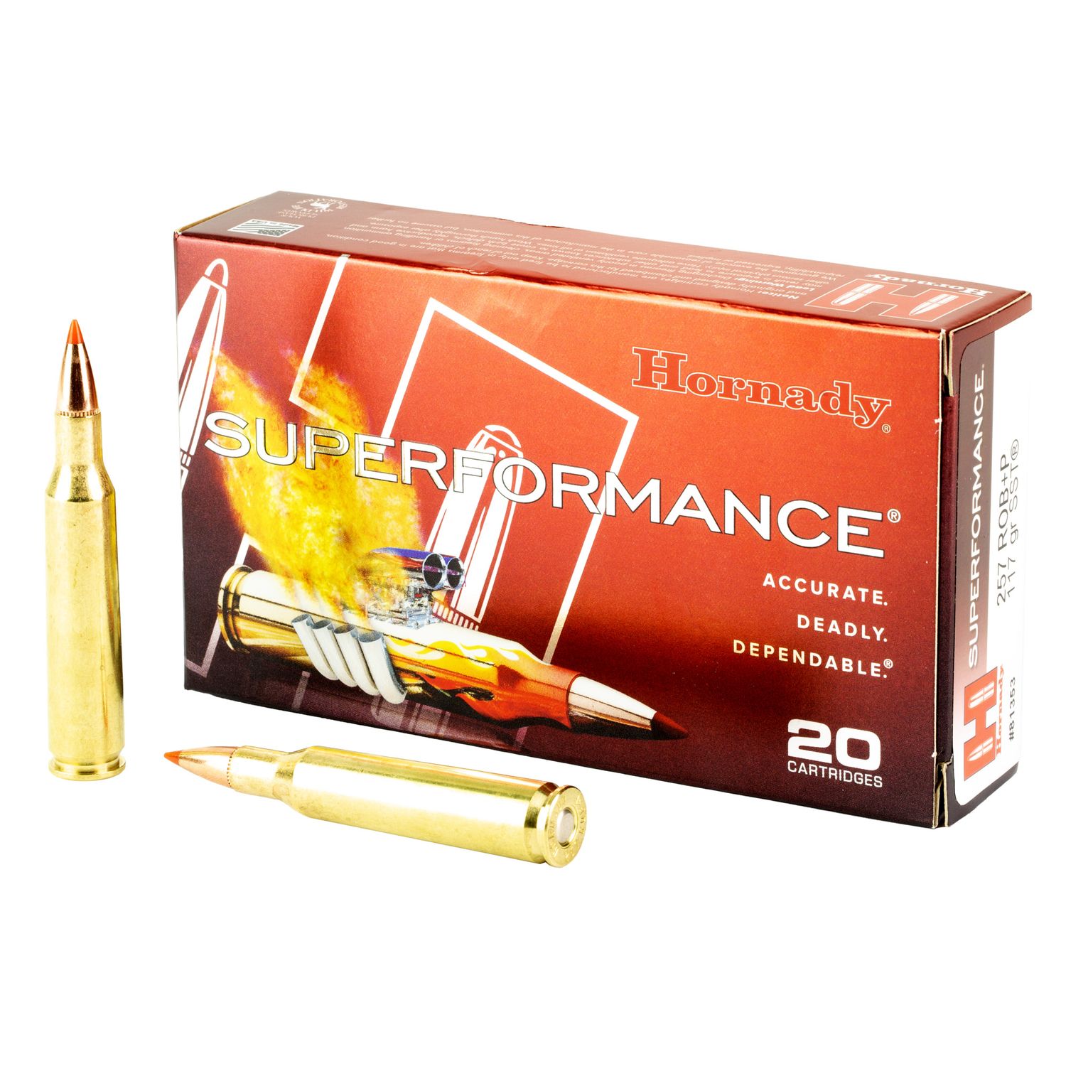 Hornady Superformance Rifle Ammunition 81353, 257 Roberts +P, SST, 117 GR, 2945 fps, 20 Rd/bx