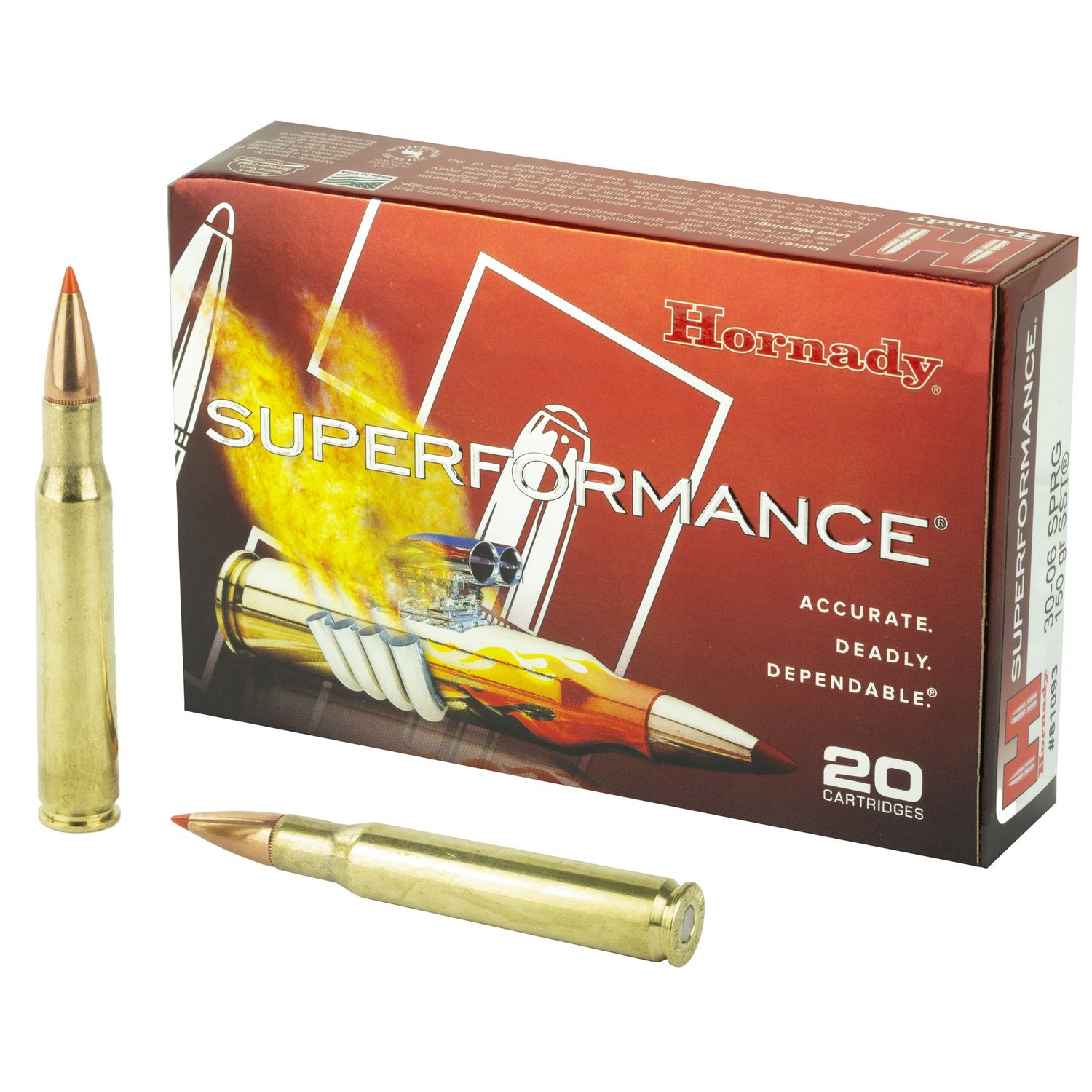 Hornady Superformance Rifle Ammunition 81093, 30-06 Springfield, SST, 150 GR, 3080 fps, 20 Rd/bx