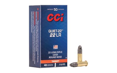 CCI Quiet SubSonic Rimfire Ammunition 960, 22 Long Rifle, Lead Round Nose (RN), 40 GR, 710 fps, 50 Rd/bx