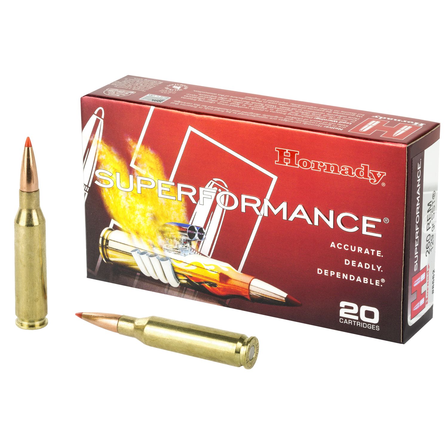 Hornady Superformance Rifle Ammunition 8552, 260 Remington, SST, 129 GR, 2930 fps, 20 Rd/bx