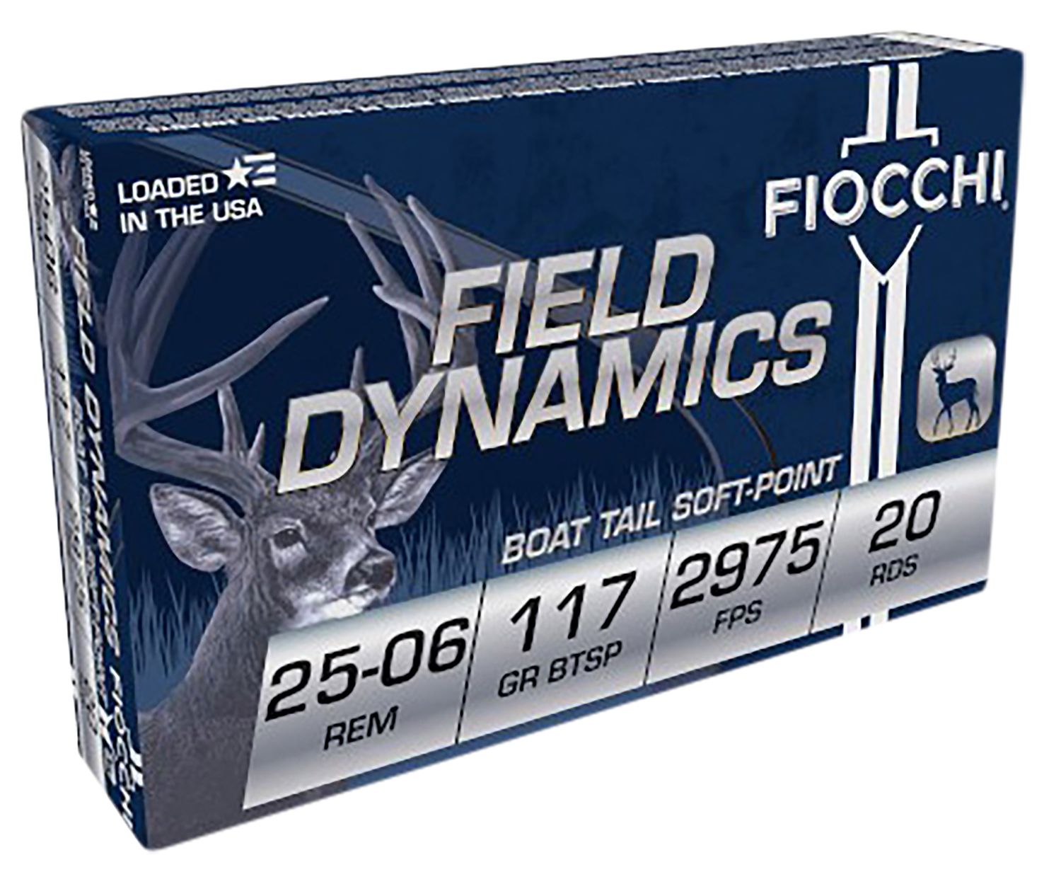 Fiocchi Extrema Hunting Rifle Ammunition 2506B, 25-06 Remington, Hornady Interlock BT, 117 GR, 2975 fps, 20 Rd/Bx