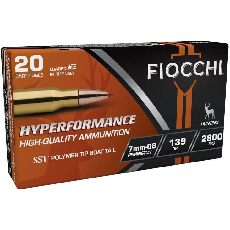 Fiocchi Shooting Dynamics Rifle Ammunition 7MM08HSA, 7mm-08 Remington, Hornady SST, 139 GR, 2800 fps, 20 Rd/Bx