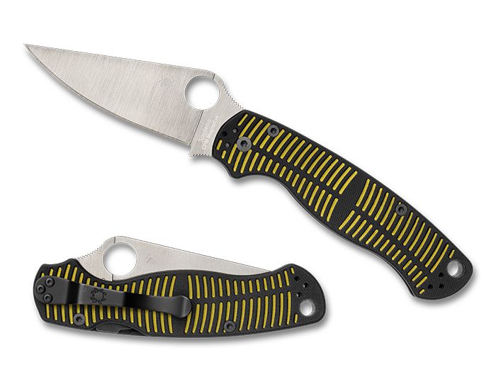 Spyderco Para Military 2 Salt Folding Knife, Stainless Blade, Yellow/Black G-10 Handle (C81GBKYLMCP2)