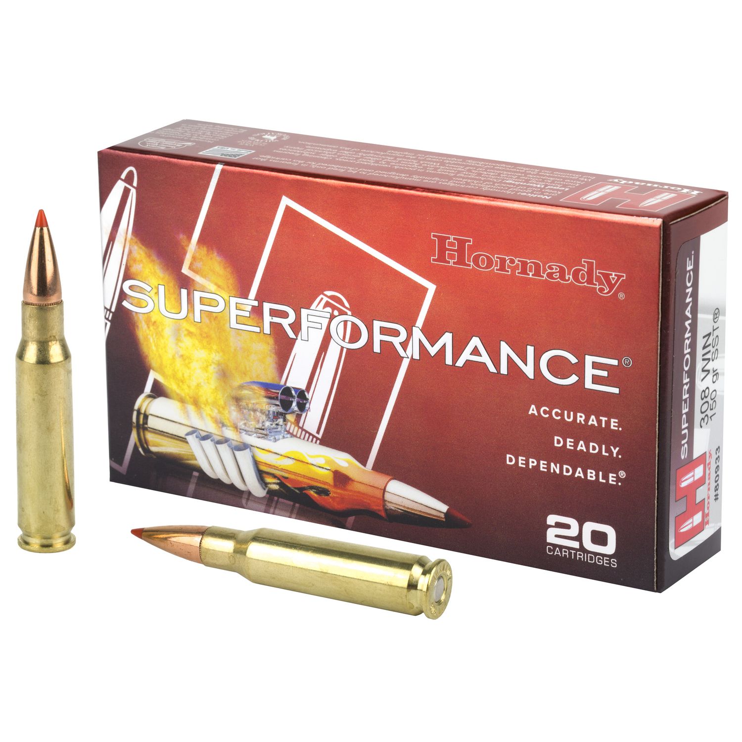 Hornady Superformance Rifle Ammunition 80933, 308 Winchester, SST, 150 GR, 3000 fps, 20 Rd/bx