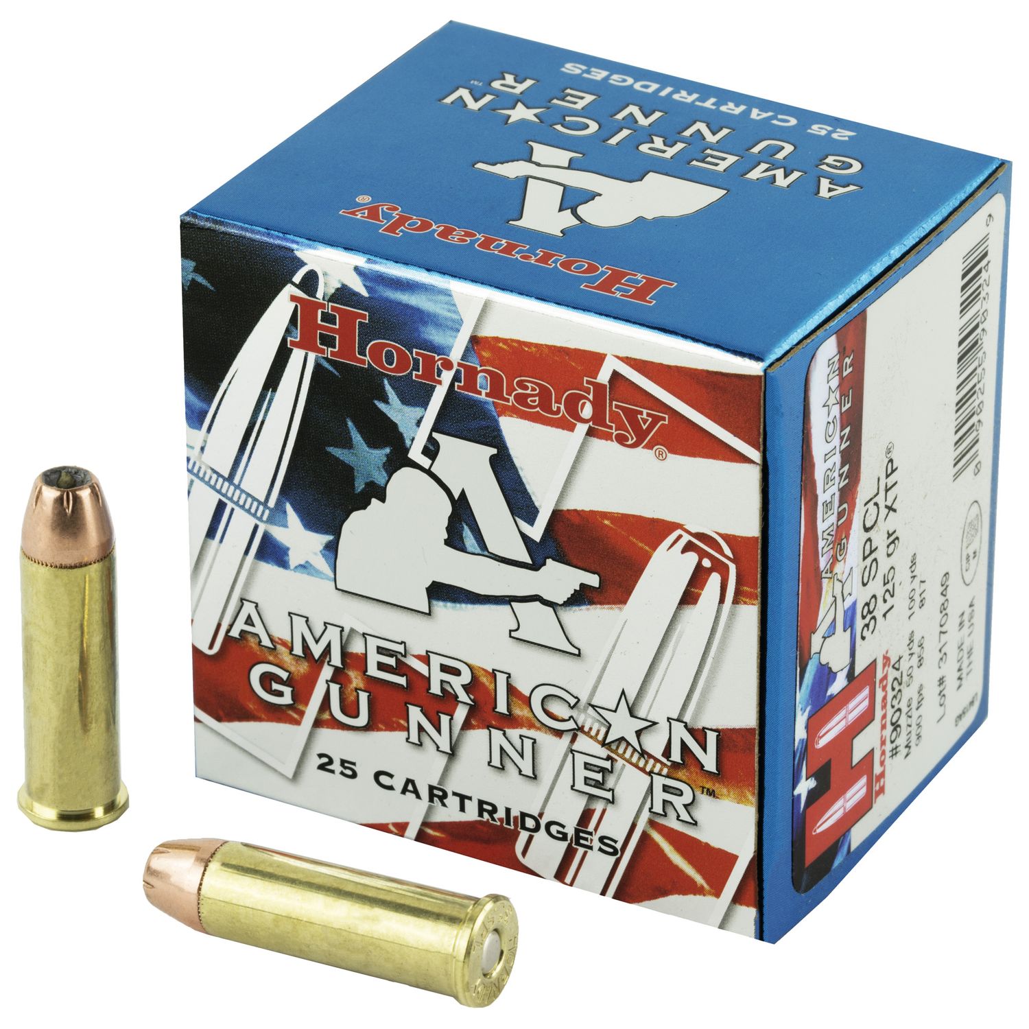 Hornady American Gunner Pistol Ammunition 90324, 38 Special, XTP, 125 GR, 900 fps, 25 Rd/bx