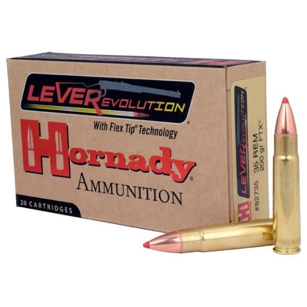 Hornady LeveRevolution Rifle Ammunition 82735, 35 Remington, Flex Tip, 200 GR, 2225 fps, 20 Rd/bx