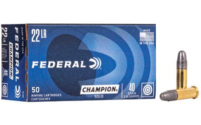 Federal Premium Power Shok Rimfire Ammunition 510, 22 Long Rifle, Lead, 40 GR, 1240 fps, 50 Rd/bx