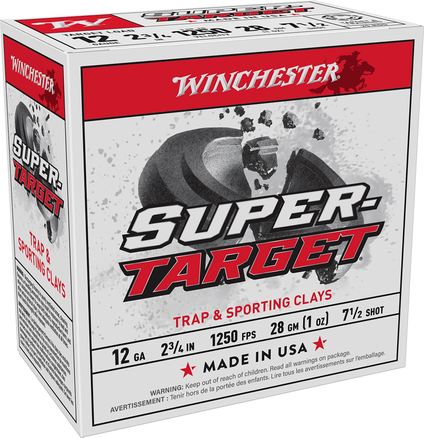 Winchester Super Target Shotshells TRGT12507, 12 Gauge, 2-3/4", 1 oz, 1250 fps, #7.5 Lead Shot, 25 Rds/Bx