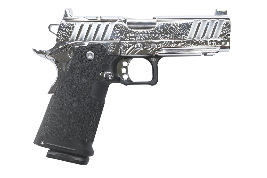 Custom & Collectible Springfield Prodigy Iron Monkey CNCPRODXIM, 9mm, 4.25", Polymer Grips, Chrome Plated Topographic Slide, Optic Ready, 20 Rds