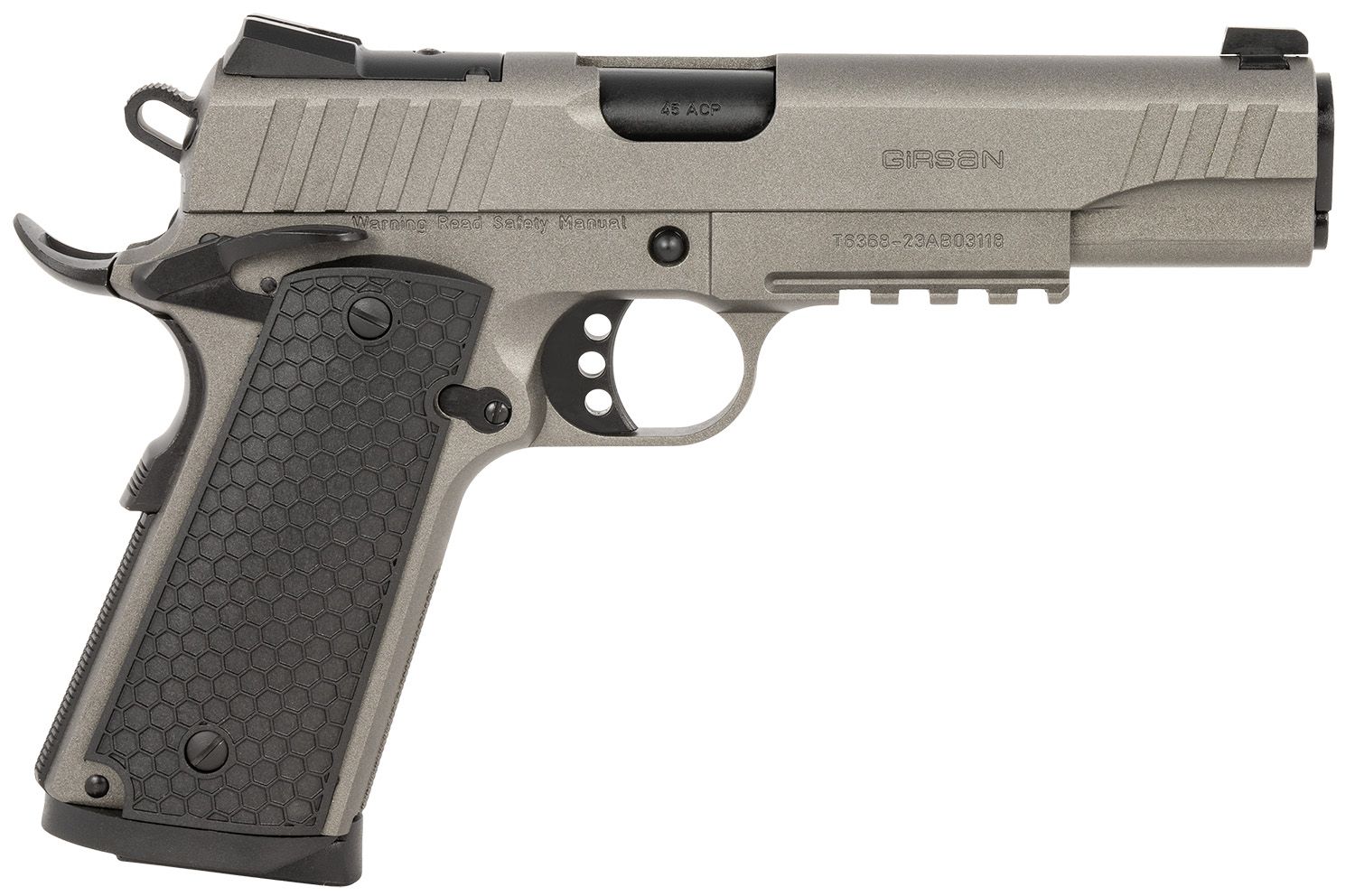 EAA MC1911 S Influencer Optic Ready Pistol 391147, 45 ACP, 5in, Gray Polymer Grips, Tungsten Gray Cerakote Finish, 8 Rds