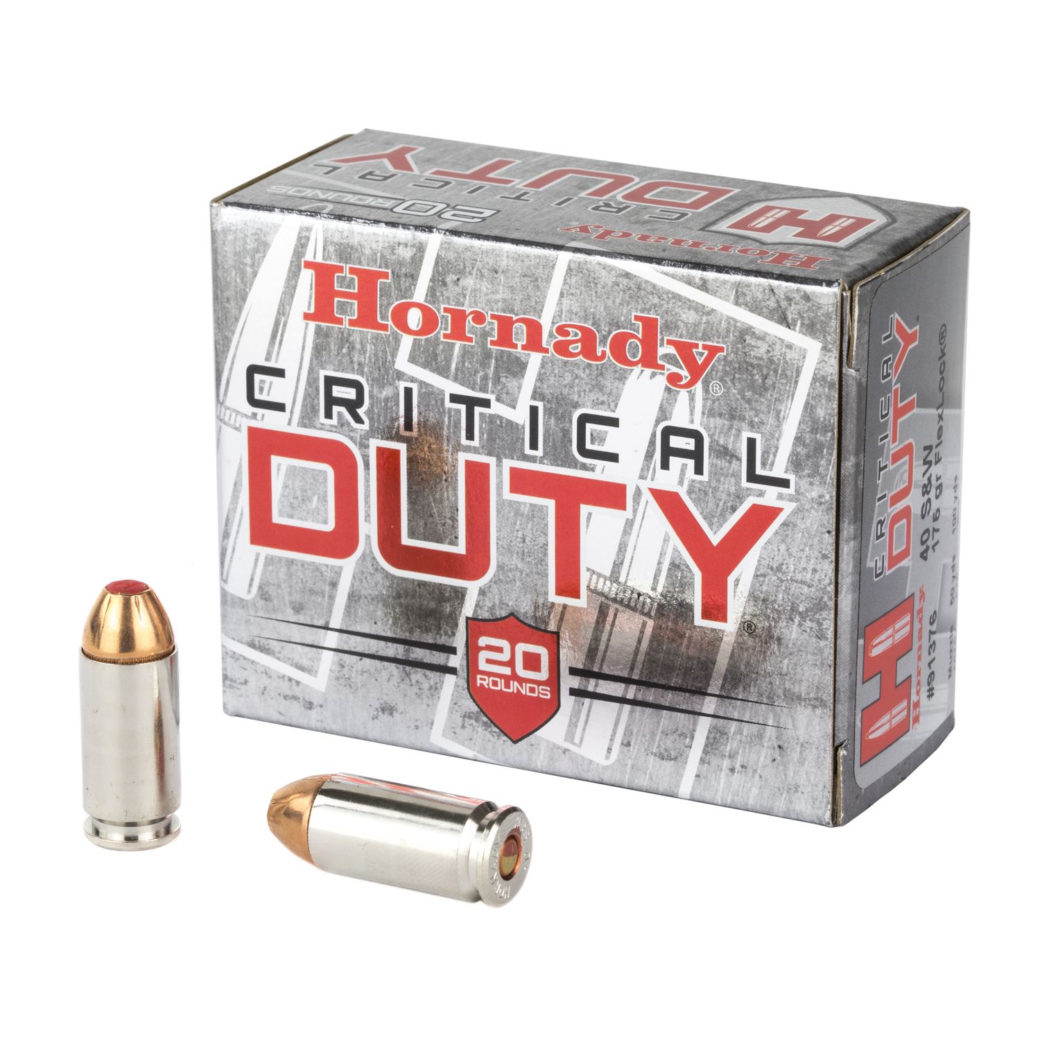 Hornady Critical Duty Pistol Ammunition 91376, 40 S&W, FlexLock, 175 GR, 1010 fps, 20 Rd/bx