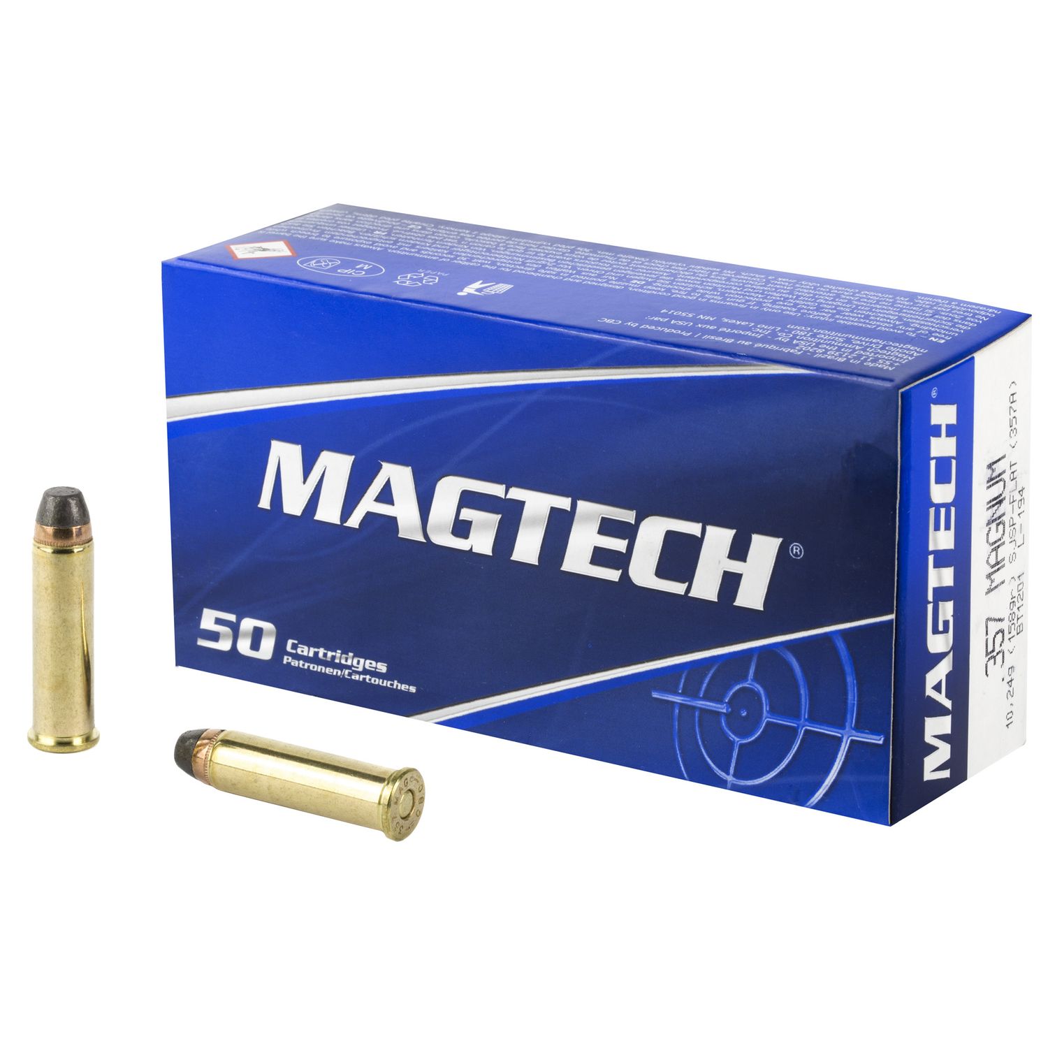 Magtech Sport HuntingPistol Ammunition 357A, 357 Magnum, Semi-Jacketed Soft Point (SP), 158 GR, 1235 fps, 50 Rd/bx