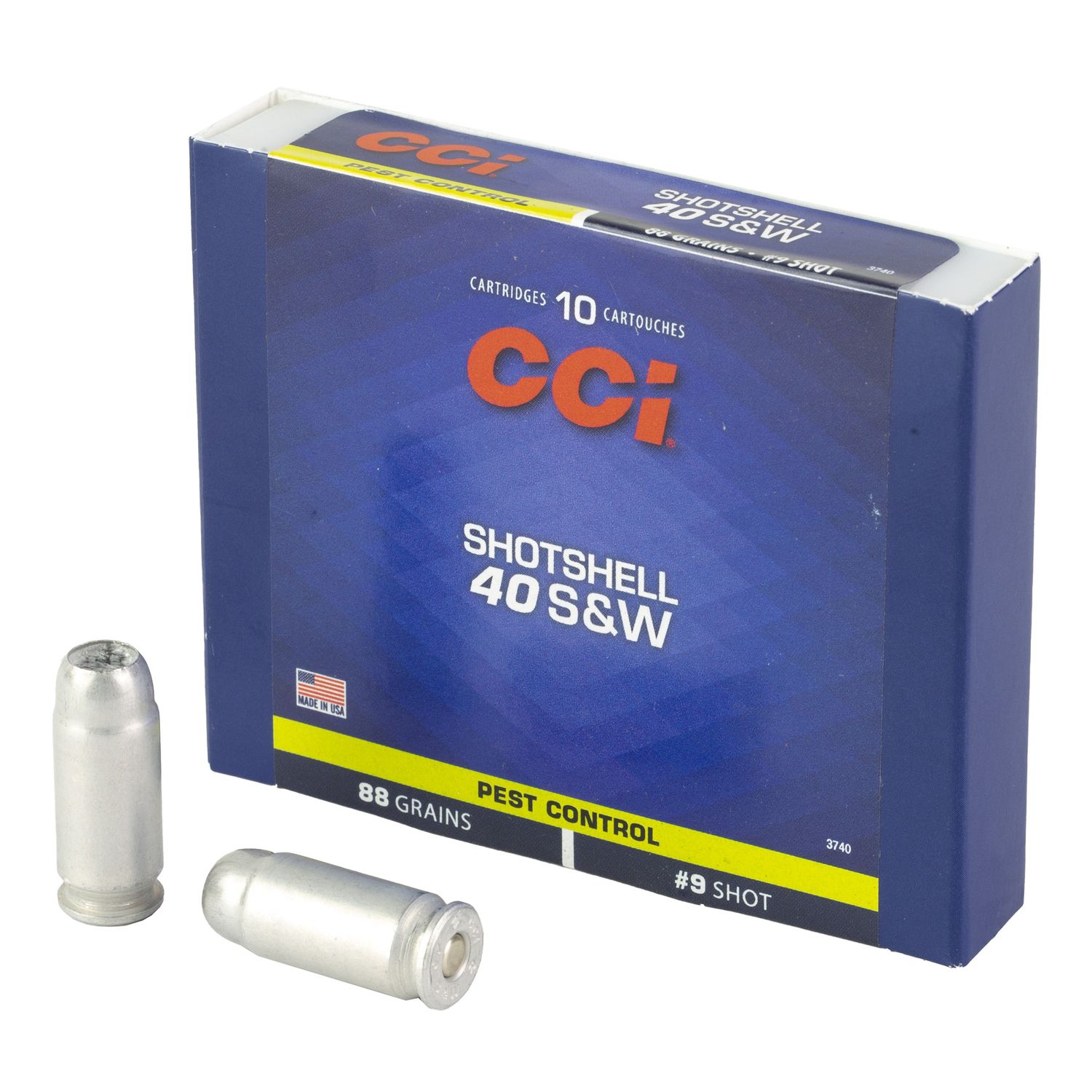 CCI Pest Control ShotShells 3740, 40 S&W, ShotShell, 88 GR, 1250 fps, 10 Rd/bx