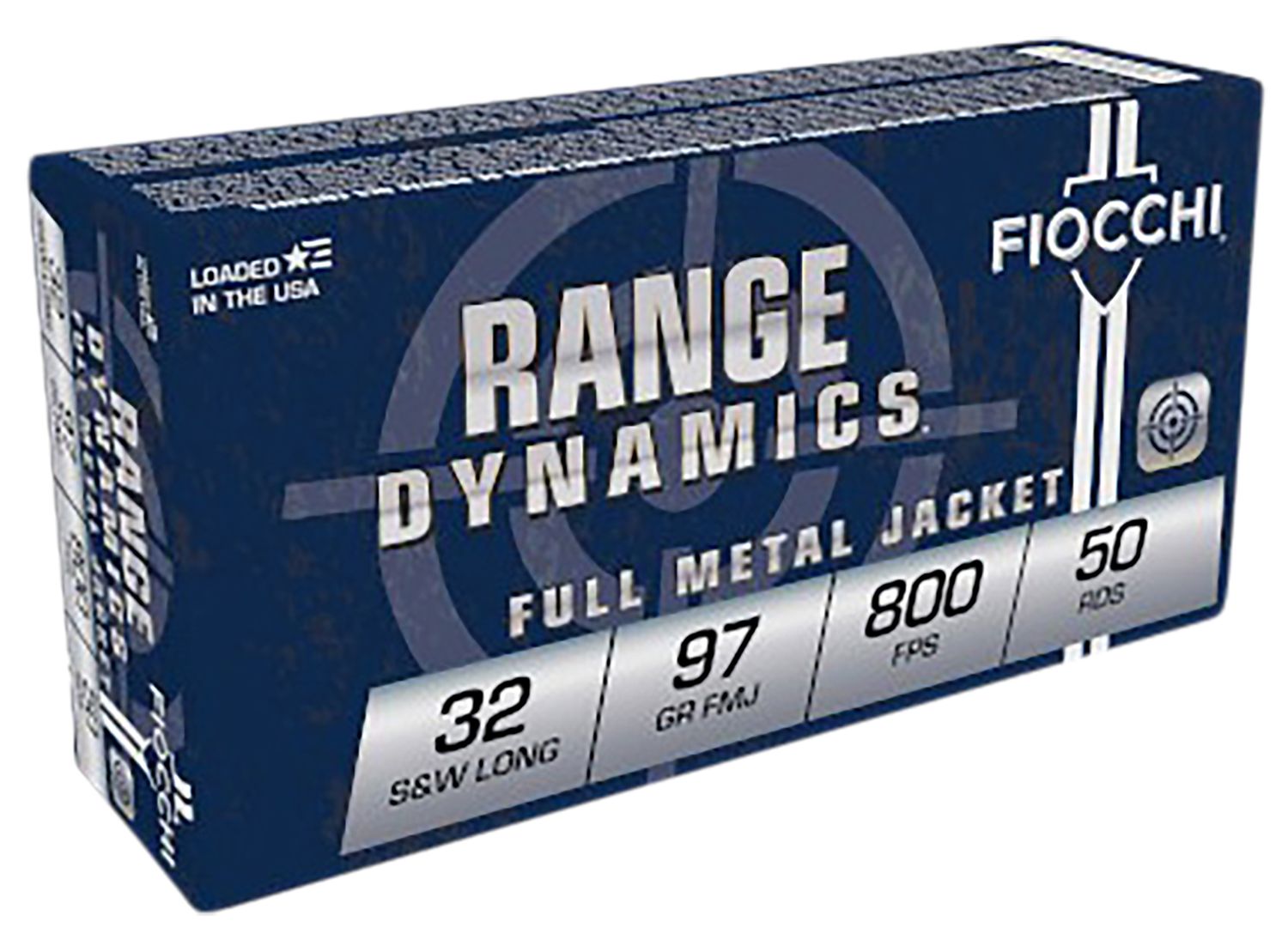 Fiocchi Shooting Dynamics Pistol Ammunition 32SWLA, 32 Smith & Wesson Long, Full Metal Jacket (FMJ), 97 GR, 800 fps, 50 Rd/bx