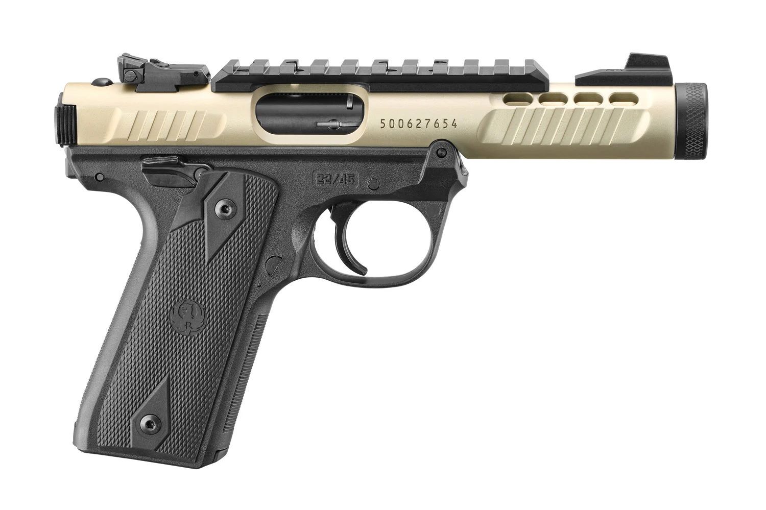 Ruger Mark IV 22/45 Lite Rimfire Pistol 43955, 22 LR, 4.4" Threaded, Black Polymer Grip, Champagne Anodized Finish, 10 Rd