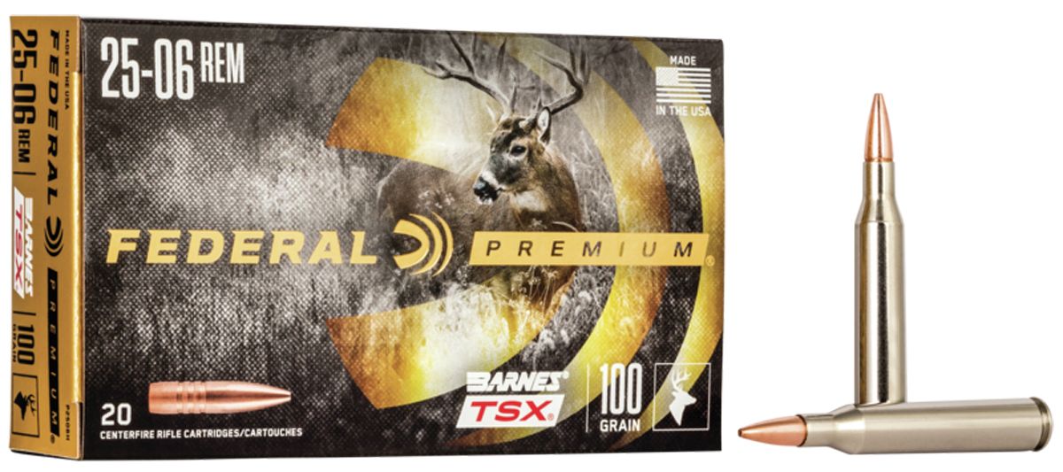 Federal Premium Vital-Shok Rifle Ammunition P2506H, 25-06 Remington, Barnes Triple Shock X-Bullet, 100 GR, 3210 fps, 20 Rd/bx