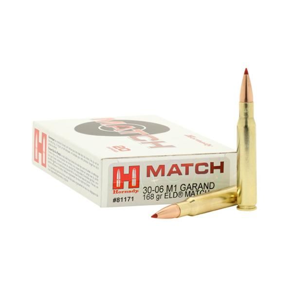 Hornady Vintage Match Rifle Ammunition 81171, 30-06 Springfield, ELD Match, 168 GR, 2710 fps, 20 Rd/bx