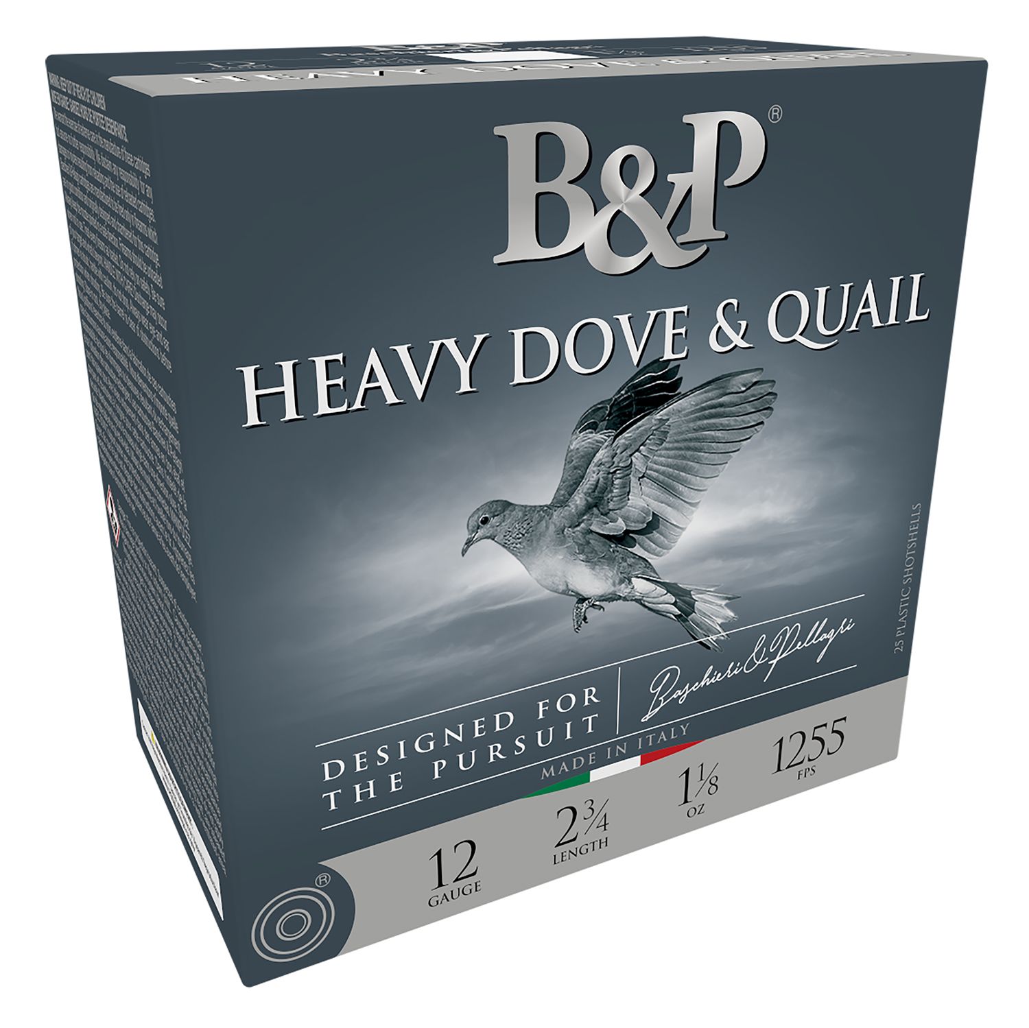 Baschieri & Pellagri Dove & Quail Loads CA7C08HDA003, 12 Gauge, 2-3/4", 1 1/8oz, 1255 fps, #8 Shot, 25 Rd/Bx