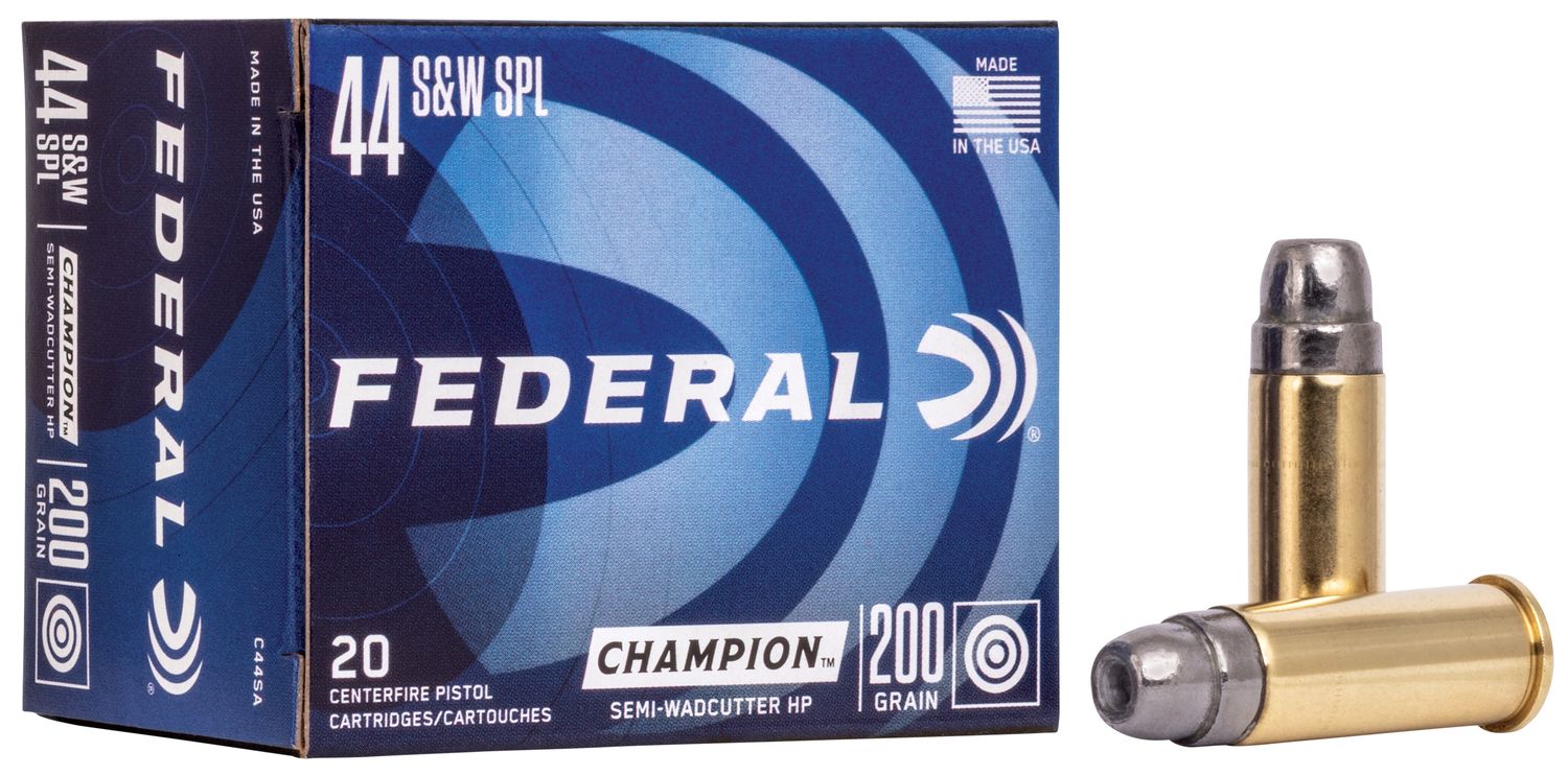 Federal Personal Defense Handgun Ammunition C44SA, 44 Special, Semi-Wadcutter Hollow Point (HP), 200 GR, 870 fps, 20 Rd/bx