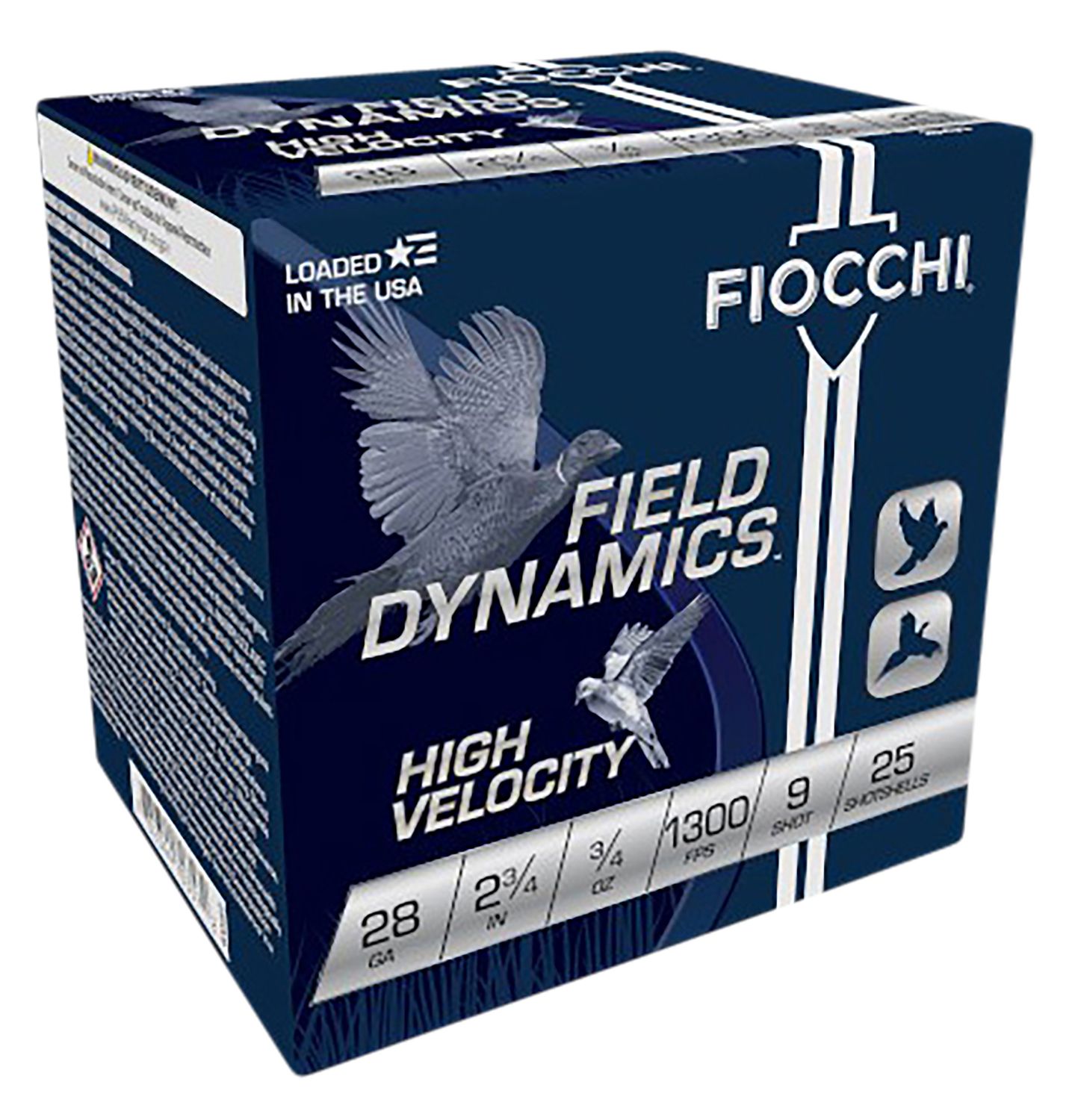 Fiocchi High Velocity 28HV9, 28 Gauge, 2-3/4", 3/4 oz, 1300 fps, #9 Lead Shot, 25 Rds/Bx