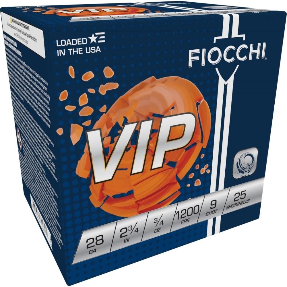 Fiocchi Premium Target 28VIP9, 28 Gauge, 2-3/4", 3/4 oz, 1200 fps, #9 Lead Shot, 25 Rds/Bx