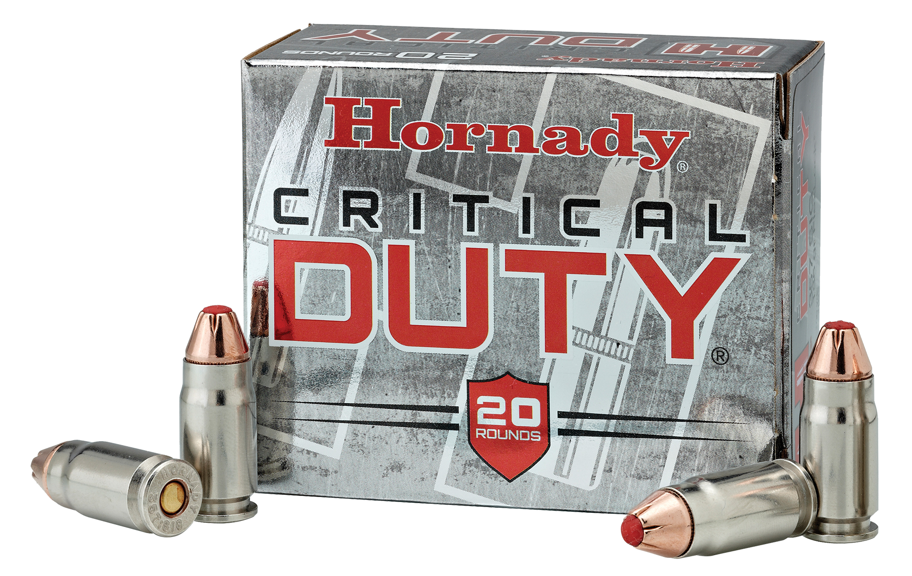 Hornady Critical Duty Pistol Ammunition 90216, 9mm +P, FlexLock, 124 GR, 1175 fps, 25 Rd/bx