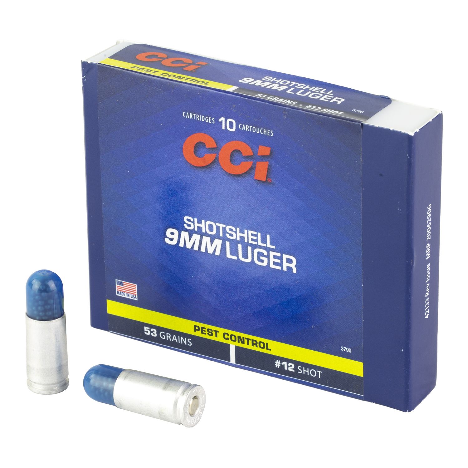 CCI Pest Control ShotShells 3790, 9mm, #12 ShotShell, 53 GR, 1450 fps, 10 Rd/bx