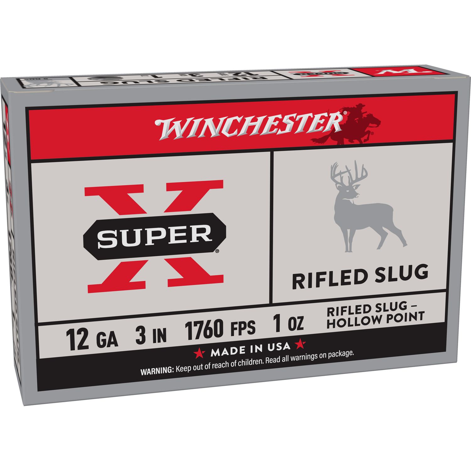 Winchester Super X Lead Rifle Slug X123RS15, 12 Gauge, 3", 1 oz, 1760 fps, 5 Rd/bx