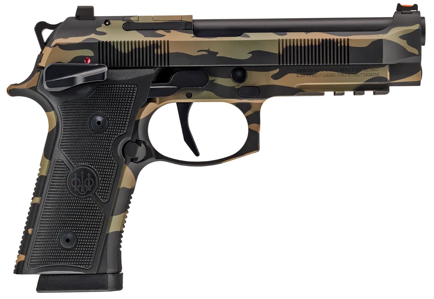 Beretta 92Xi SAO Tactical Semi-Auto Pistol SPEC0729A18, 9mm, 4.7", Black Polymer Grips, Vietnam Tiger Stripe Camo, 18 Rds