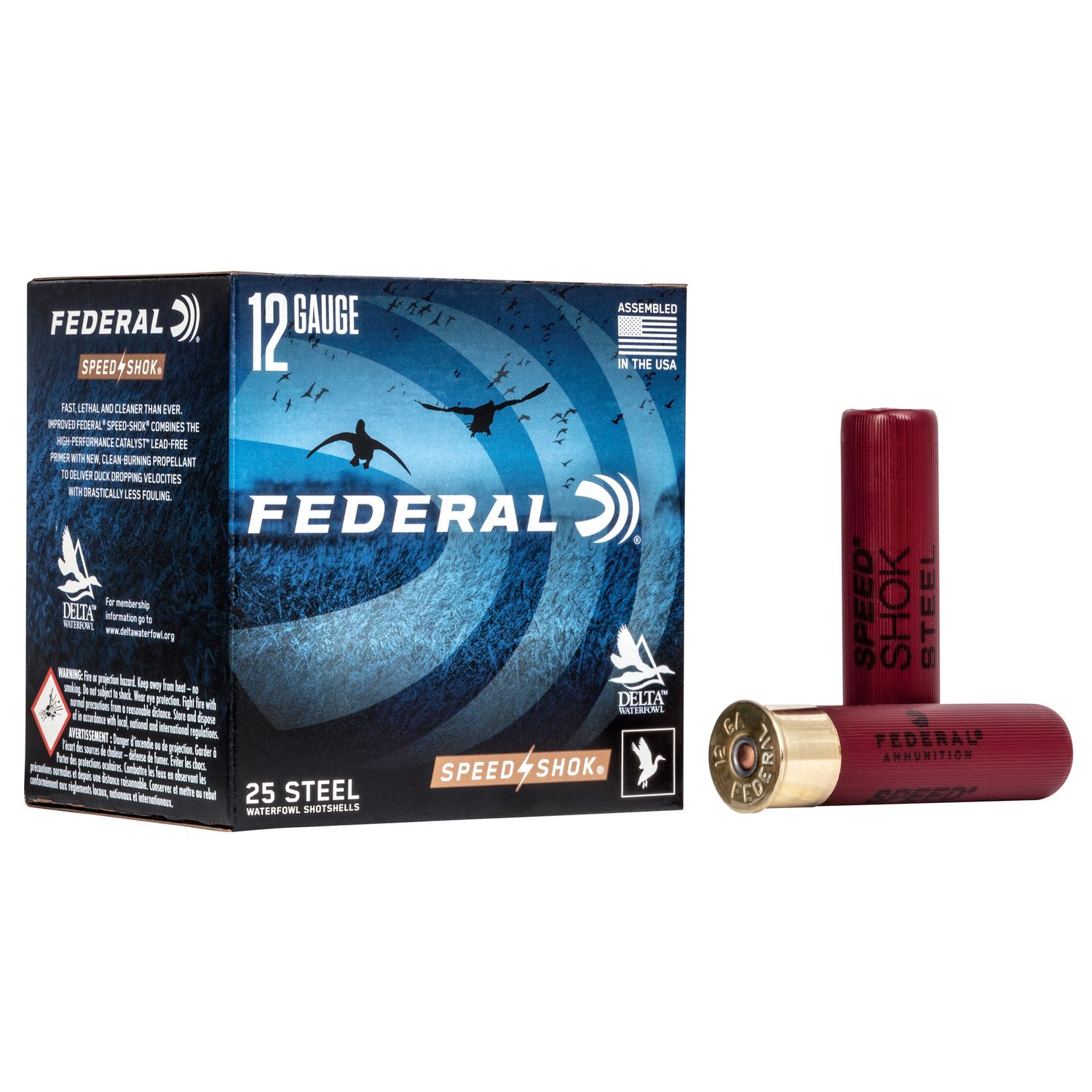 Federal Speed-Shok Waterfowl Shotshells WF1334, 12 Gauge, 3.5 in, 1-3/8 oz, 1550 fps, #4 Steel Shot, 25 Rds/Bx