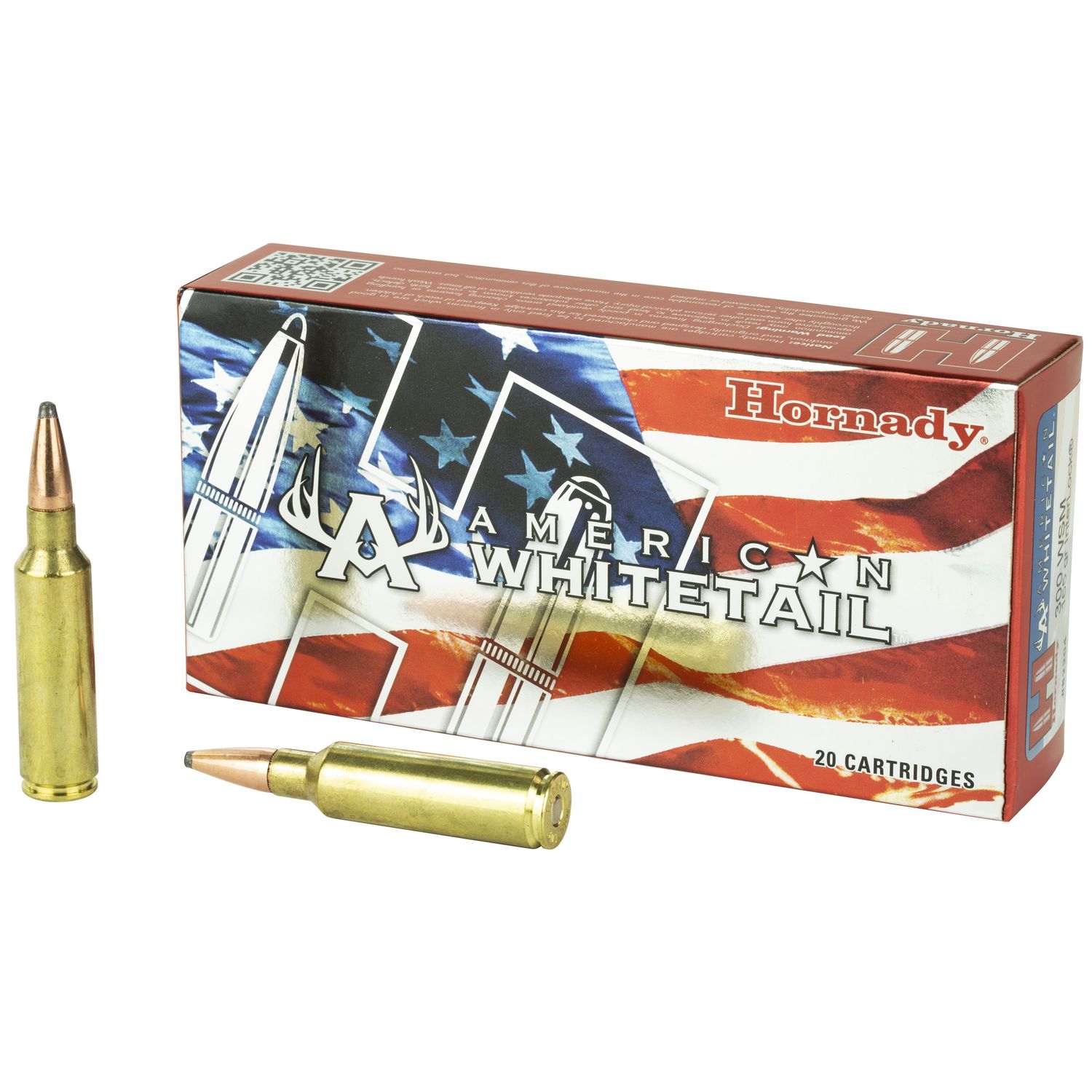 Hornady American Whitetail Rifle Ammunition 82204, 300 Winchester Short Mag, Soft Point (SP), 165Gr, 3150 fps, 20 Rds