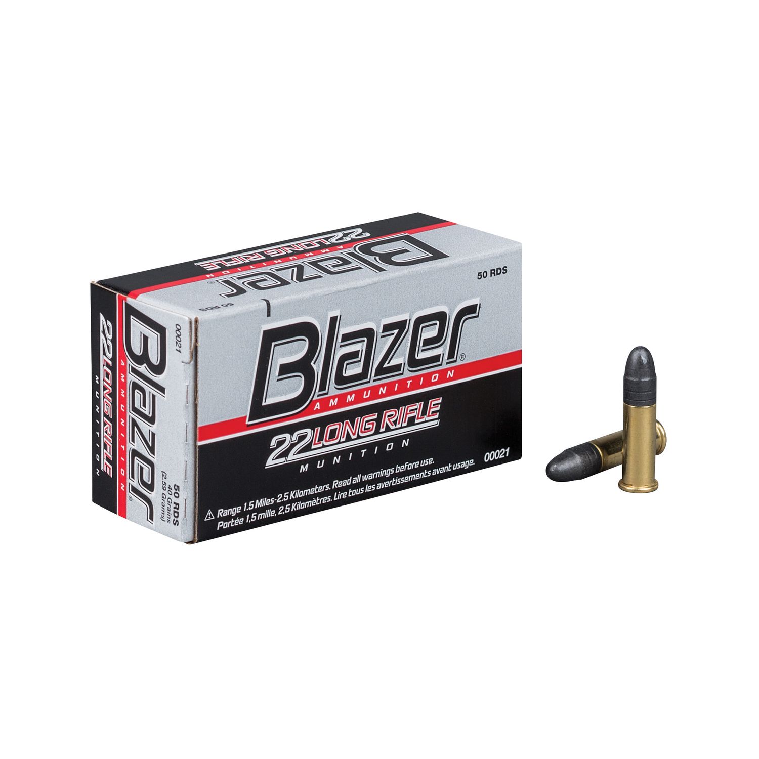 CCI Blazer Rimfire Ammunition 0021, 22 Long Rifle, Round Nose (RN), 40 GR, 1235 fps, 50 Rd/bx