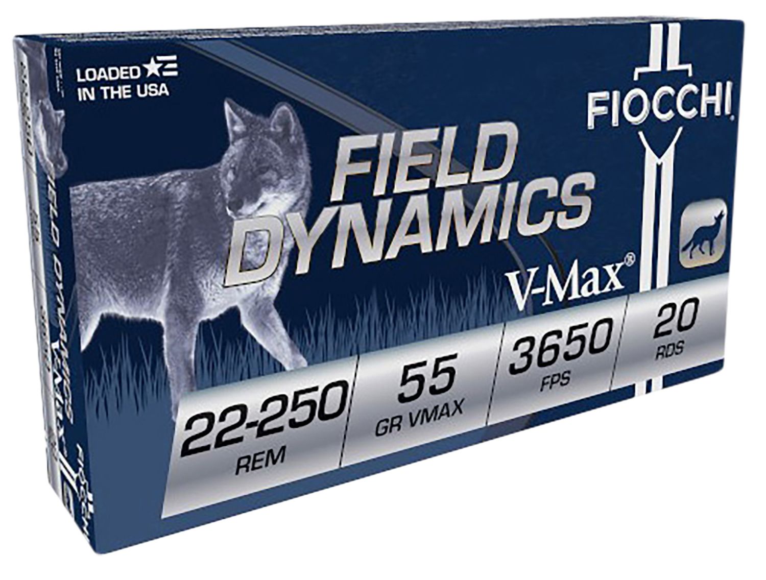 Fiocchi Extrema Rifle Ammunition 22250HVD, 22-250 Remington, V-Max, 55 GR, 20 Rd/bx