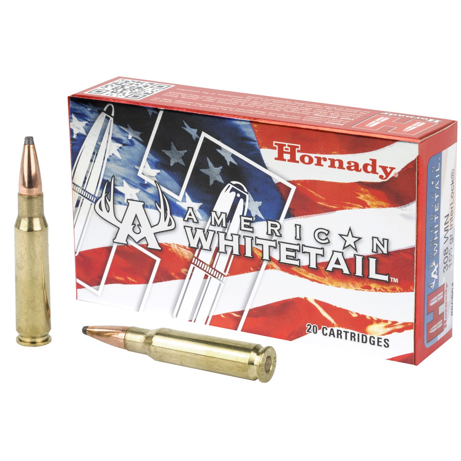 Hornady American Whitetail Rifle Ammunition 80904, 308 Winchester, Soft Point (SP), 165 GR, 2700 fps, 20 Rd/bx