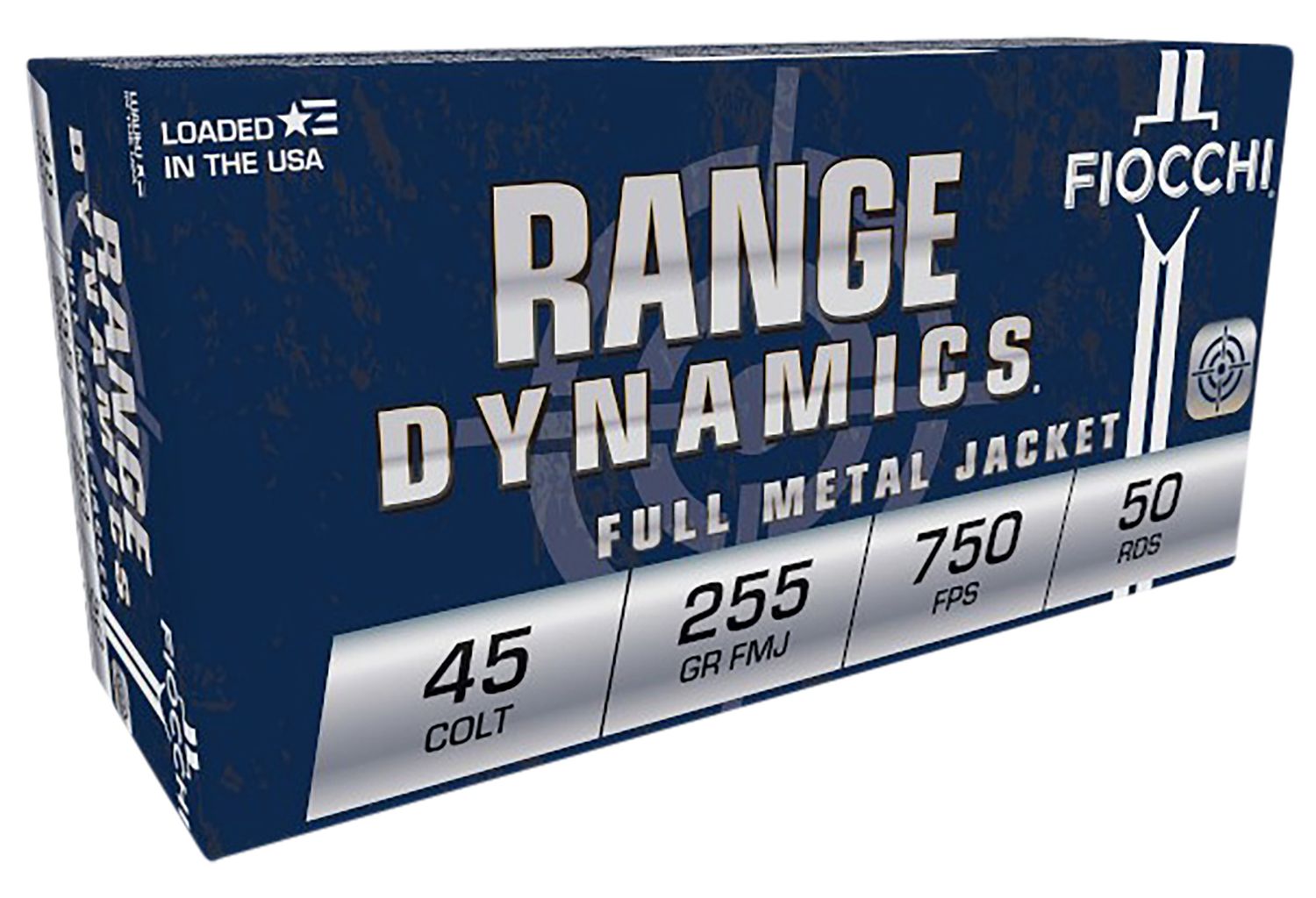 Fiocchi Training Dynamics Pistol Ammunition 45LCCMJ, 45 LC, Complete Metal Jacket, 225 gr, 750 fps, 50 Rd/Bx